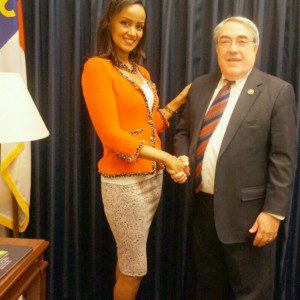 Ms. Sophia Bekele with Congressman G. K. Butterfield, Chair of the Congressional Black Caucus (CBC)
